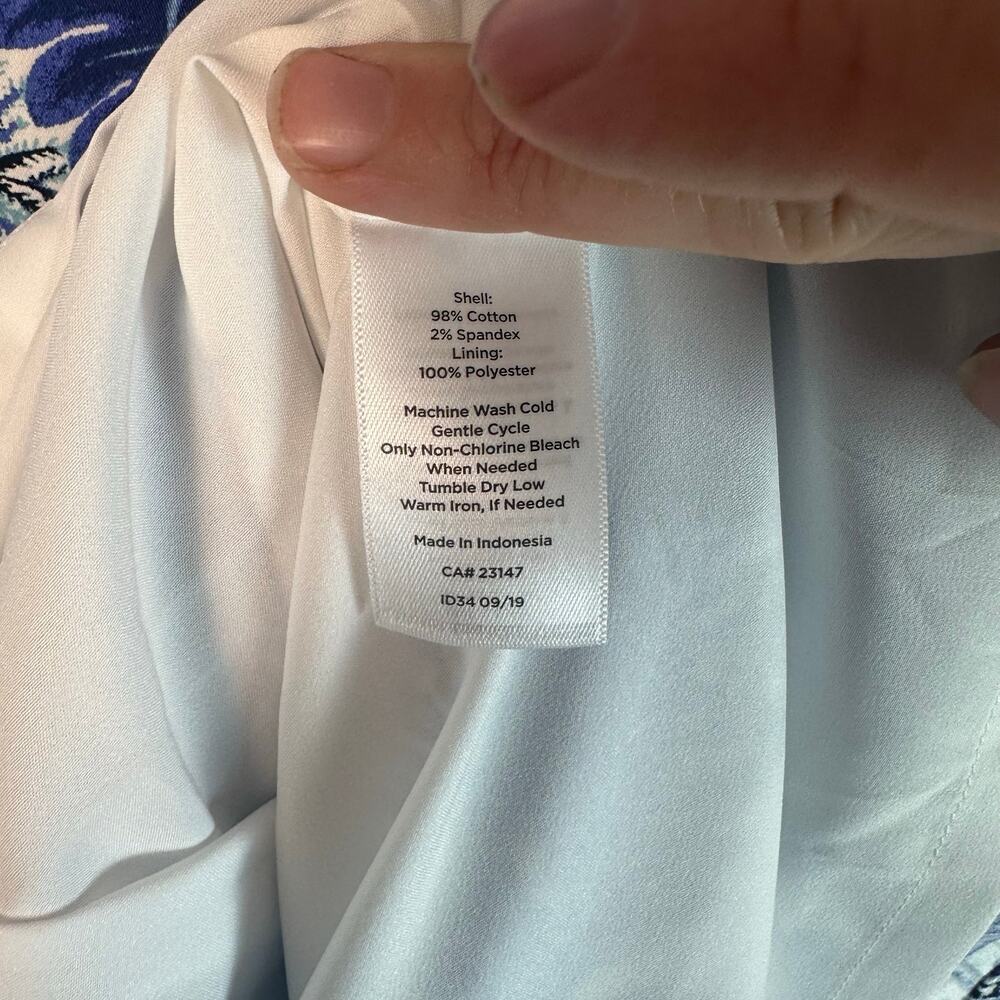 Talbots tropical sleeveless dress ruffle hem blue & white body Khan travel ￼ - Picture 8 of 14